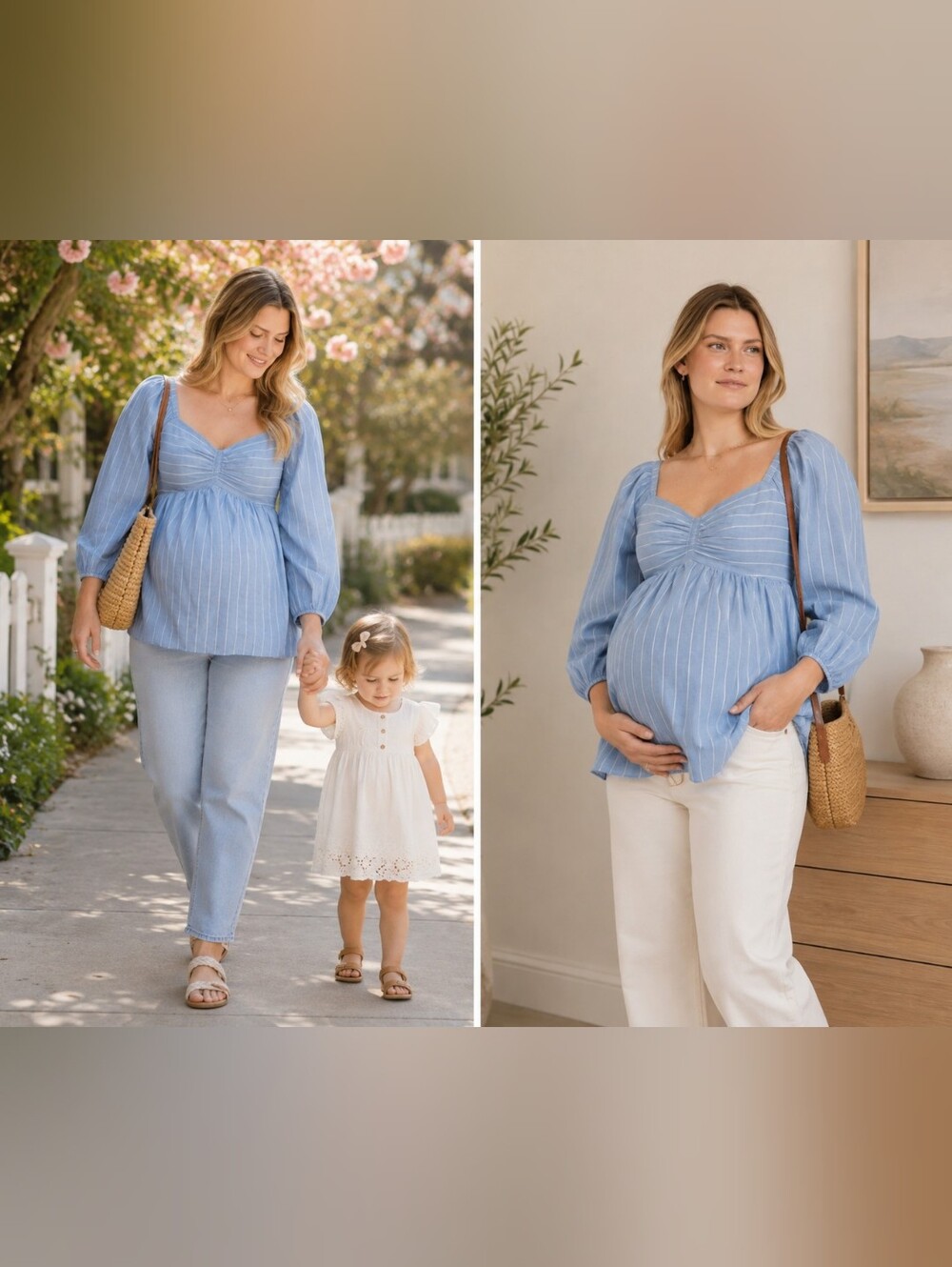 Old Navy Women's Blue Striped XL Maternity Top